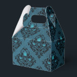 Ballotins Turquoise et noir gothique Rose Damask<br><div class="desc">Forme vintage en damas rustique noir et turquoise avec aqua irisé boîte cadeau rose idéal pour mariages gothiques ou halloween!</div>