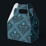 Ballotins Turquoise et noir gothique Rose Damask<br><div class="desc">Forme vintage en damas rustique noir et turquoise avec aqua irisé boîte cadeau rose idéal pour mariages gothiques ou halloween!</div>