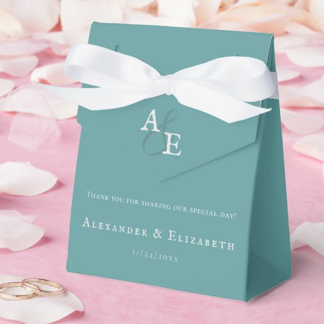 Ballotins Turquoise minimaliste Mariage Monogramme (Mariage)