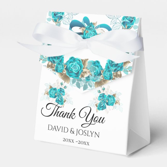 Ballotins Turquoise Moderne Anniversaire de Mariage Floral A (Verso)