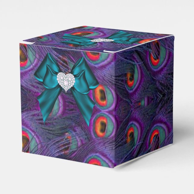 Ballotins Turquoise Plum Peacock Mariage Favor Box (Verso)