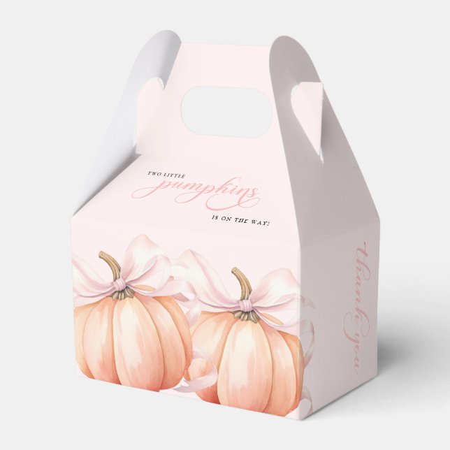 Ballotins TWIN Pink Bow Pumpkin Baby Shower Favor Box (Verso)