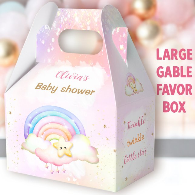Ballotins Twinkle Little Star Rainbow Baby shower Grand (Star Rainbow Large Gable Favor Boxes - You can choose from 3 sizes of these gable favor boxes)