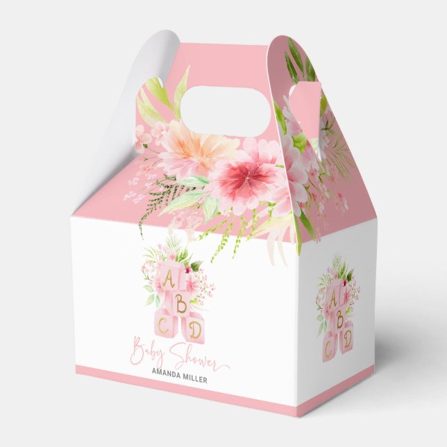 Ballotins Typographie baby shower Blocs alphabétiques roses (Verso)