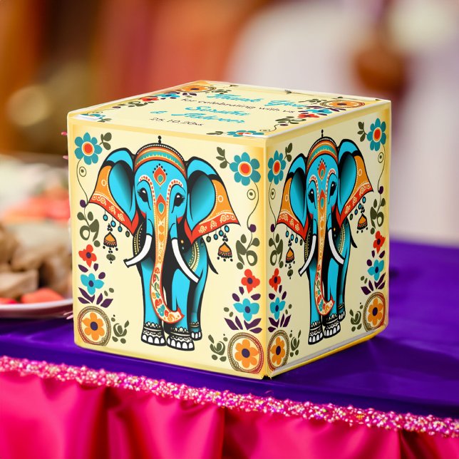 Ballotins Un bel éléphant mariage indien géant merci (Cute whimsical ornate Indian elephant favor gift box Indian wedding favors Mehndi Favors)