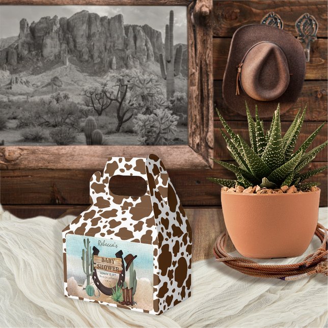 Ballotins Un petit Baby shower Western Boy Cowboy (Rustic Western Boy Baby Shower Rectangular Favor Box -- "A Little Cowboy Is On His Way" Collection)