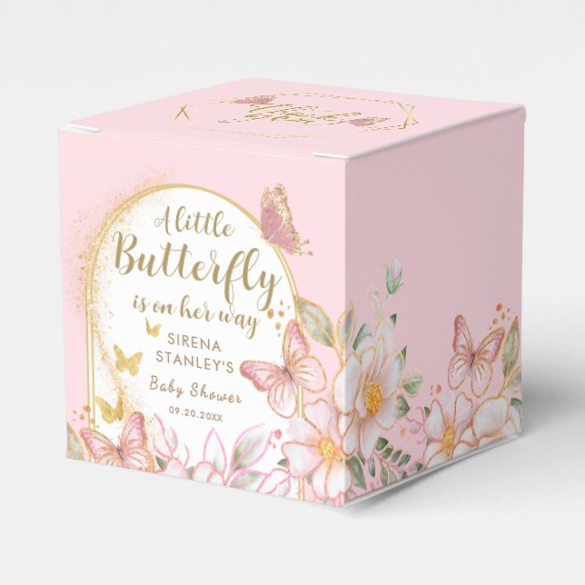 Ballotins Un Petit Papillon | Baby shower rose floral fille (Verso)