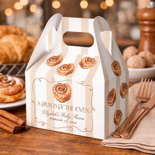 Ballotins Une Fête Prénatale sur le Thème des Roulés à la Ca (A Bun in the Oven Cinnamon Roll Theme Baby Shower Favor Boxes)
