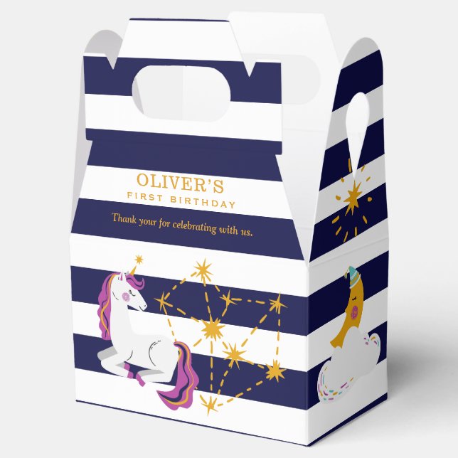 Ballotins Unicorn Moon Stars Bleu 1er anniversaire Merci (Ouvert)