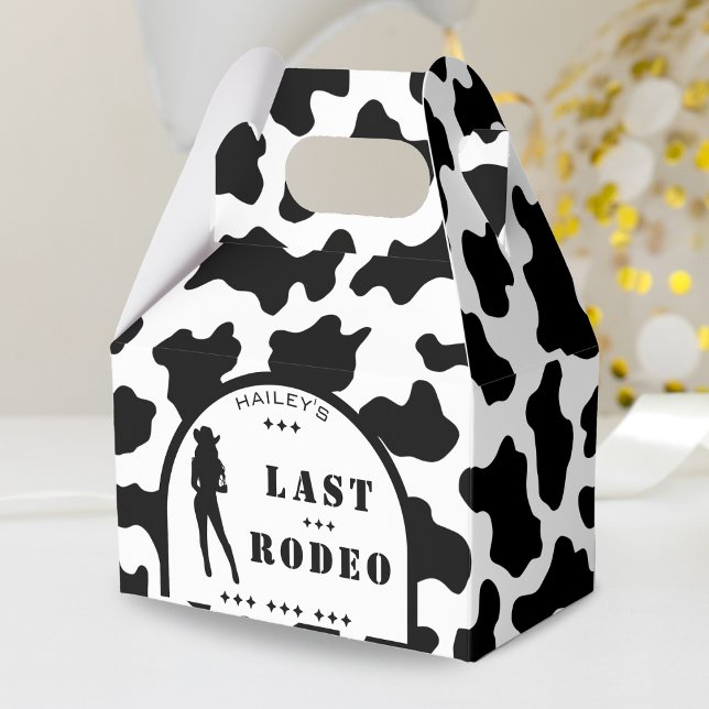 Ballotins Vache Print Cowgirl Mariage Bachelorette Party (cow print last rodeo cowgirl wedding bachelorette party favor box)