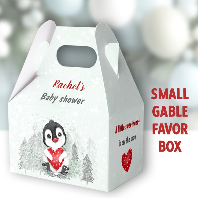 Ballotins Valentines d'hiver Penguin Boy Baby shower (Penguin Boy Small Gable Favor Boxes - You can choose from 3 sizes of these gable favor boxes )