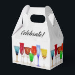 Ballotins Verres à vin "Célébrez!" Coffret Cadeau<br><div class="desc">couleurs vives,  fond de rose blanche</div>