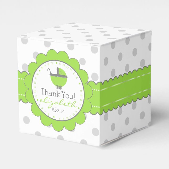 Ballotins Vert avec Baby shower Pois gris (Verso)