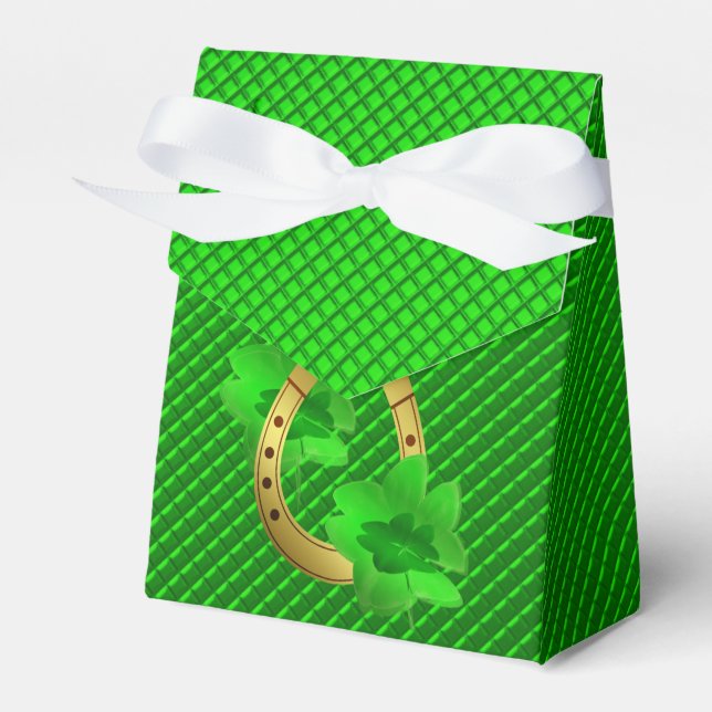 Ballotins vert,cadeau de chance, fer à cheval, trèfle, vert, (Verso)
