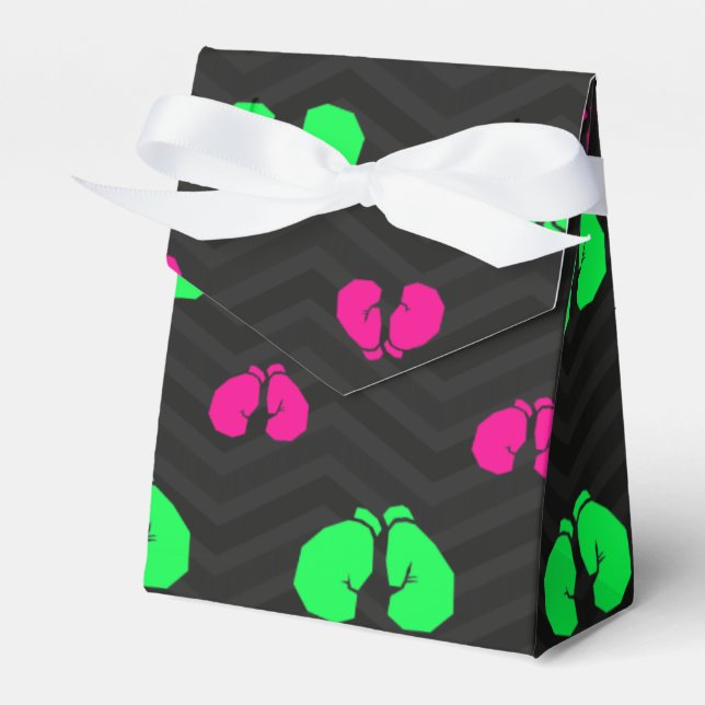 Ballotins Vert néon, Rose chaud, Gants de boxe, Chevron noir (Verso)