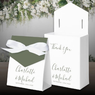 Ballotins Vert olive Signature Script Mariage élégant