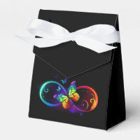 Vibrant infinity with rainbow butterfly on black