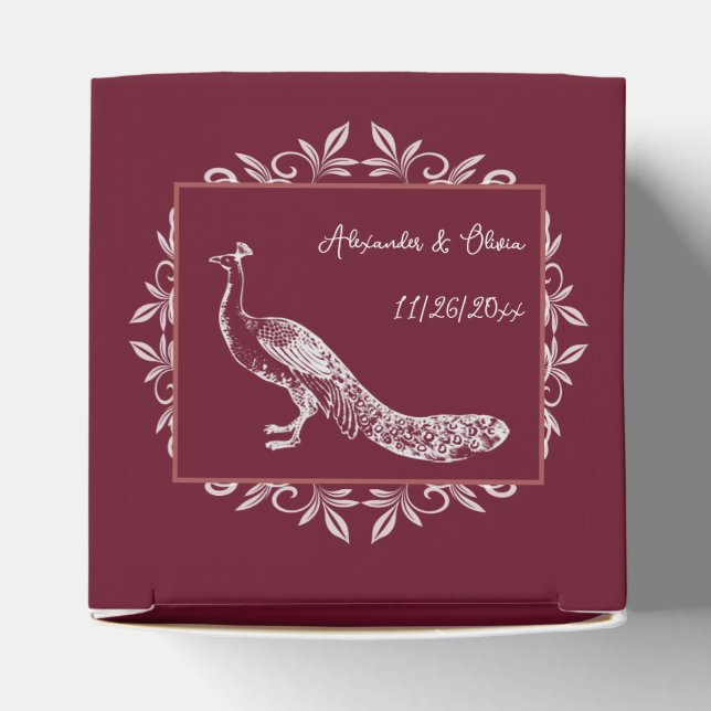 Ballotins Vin Peacock Flourish Wedding Favor Box (Haut)