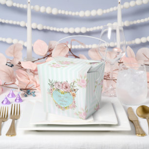 Ballotins Vintage Aqua Peony Mariage Favor Box