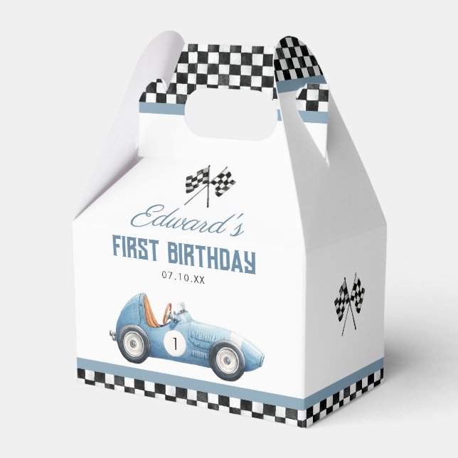 Ballotins Vintage Blue Race Car 1st Birthday (Verso)