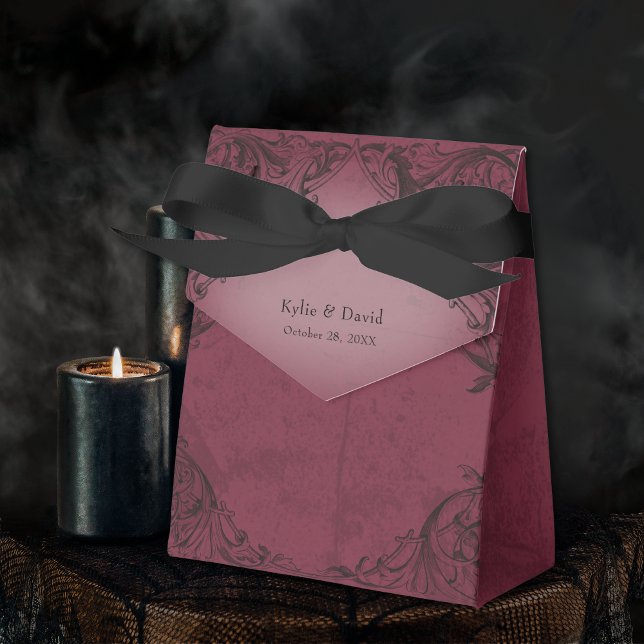 Ballotins Vintage chauve-souris jusqu'à la mort Bourgogne Ma (Vintage Bat Until Death Burgundy Wedding Favor Boxes)
