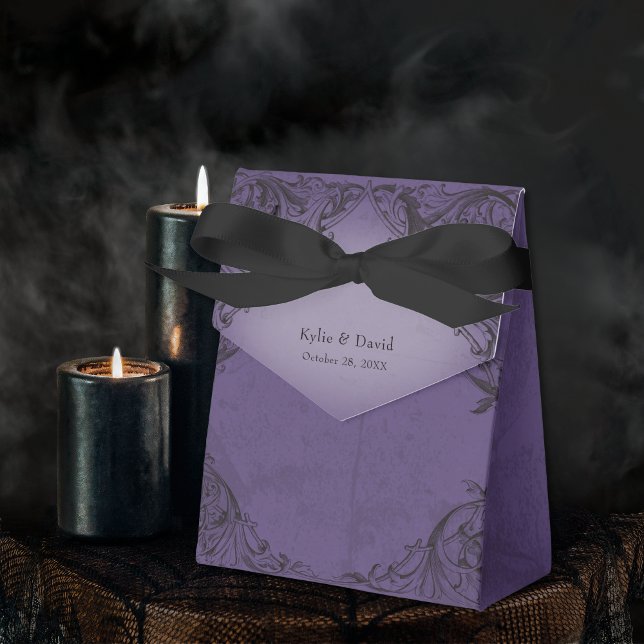 Ballotins Vintage chauve-souris jusqu'à la mort violet Maria (Vintage Bat Until Death Purple Wedding Favor Boxes)