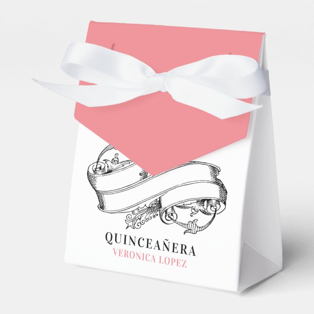 Ballotins Vintage élégant Pastel Peach Pink Quince Años (Verso)