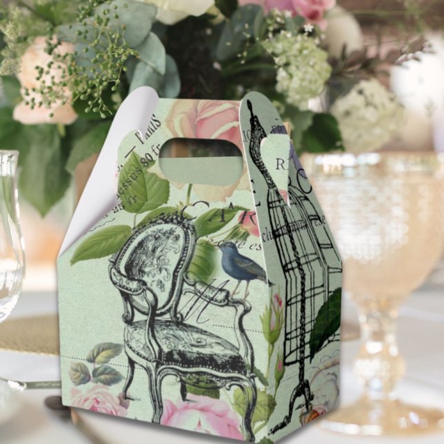 Ballotins Vintage Monnaie French Rose Paris (Vintage Mint French Pink Rose Paris Party Favor Boxes)