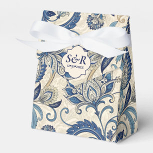 Ballotins Vintage Monogram Blue Cream Damask Floral Mariage