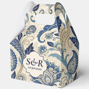 Ballotins Vintage Monogram Blue Cream Damask Floral Mariage