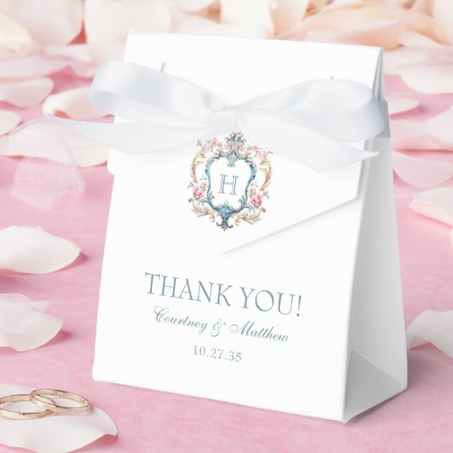 Ballotins Vintage Monogramme Crest Floral Mariage Merci (Mariage)