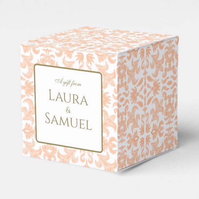 Ballotins Vintage Pêche Motif Mariage Faveur Box (Verso)