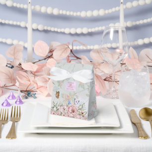 Ballotins Vintage Périwinkle rose Peony boîte de mariage Fav