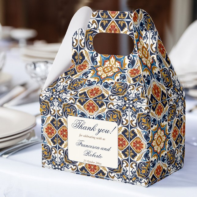Ballotins Vintage Talavera Azulejo carreaux bleu mariage (Vintage Talavera Azulejo blue tiles Mexican Spanish wedding  favors personalized Favor Boxes)