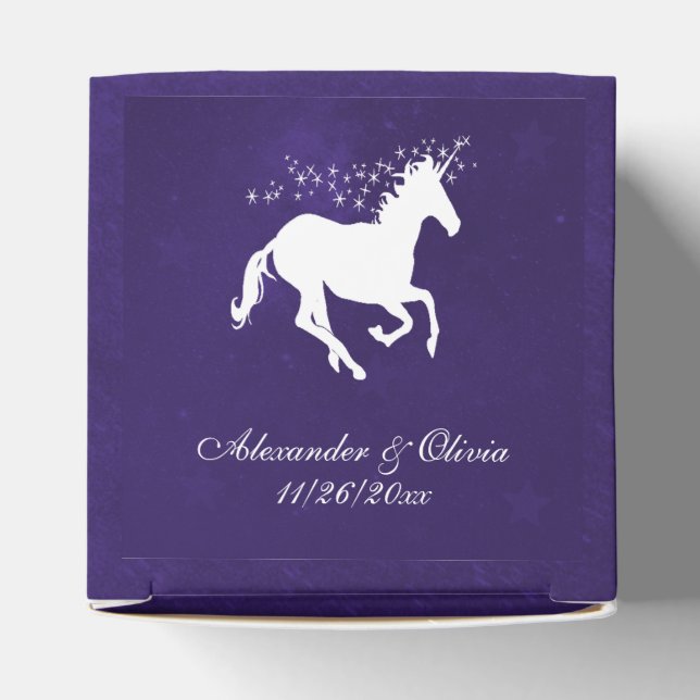 Ballotins Violet Unicorn mariage Favor Box (Haut)