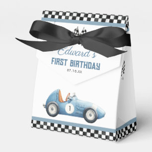 Ballotins Voiture de course bleue vintage pour 1er anniversa