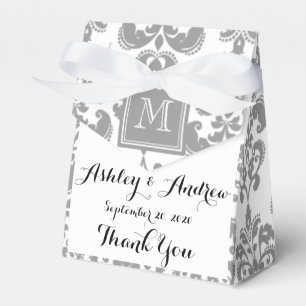 Ballotins Votre Monogramme, Gris Damas Modèle 2