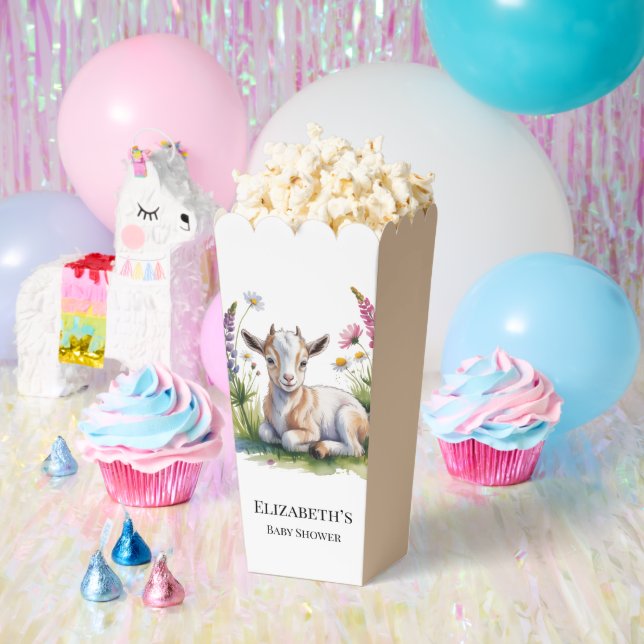 Ballotins Watercolor Baby Goat with Wildflowers Baby Shower (Fête)