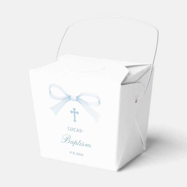 Ballotins Watercolor Blue Bow Baptism Take Out (Verso)