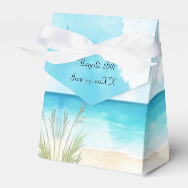 Ballotins Watercolor Blue Ocean Beach Ballotin de mariage (Verso)