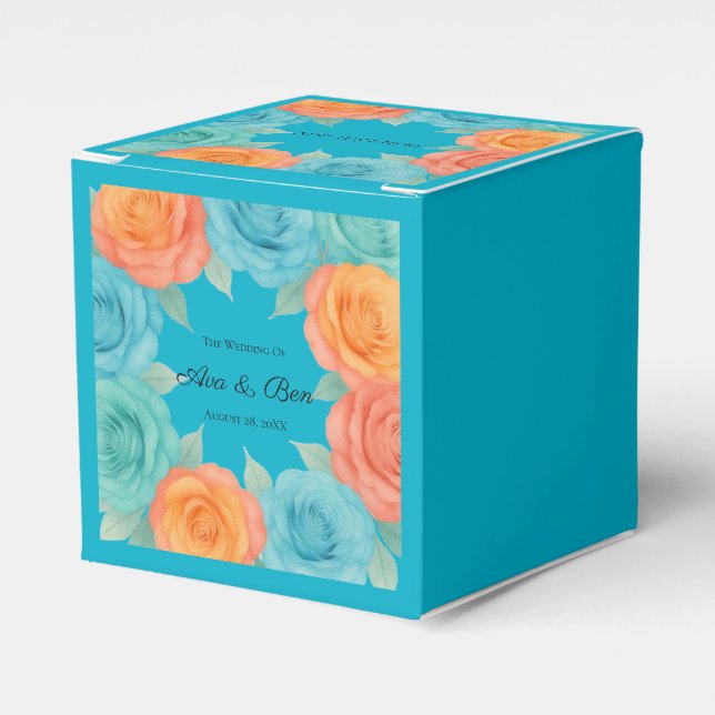 Ballotins Watercolor Orange and Teal Roses Wedding (Verso)