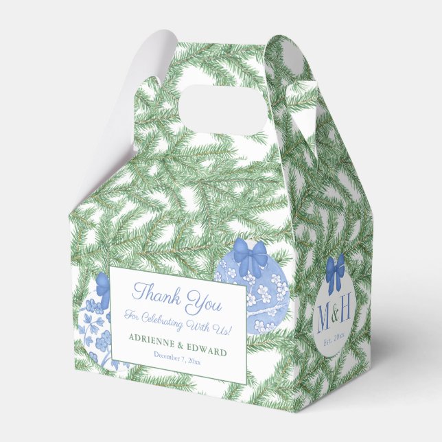 Ballotins Wedding shower de Noël Elegant Bauble Bleu Blanc (Verso)