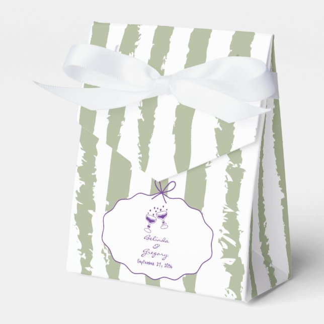 Ballotins Whimsical Stripes Handwritten Painted Wedding  (Verso)