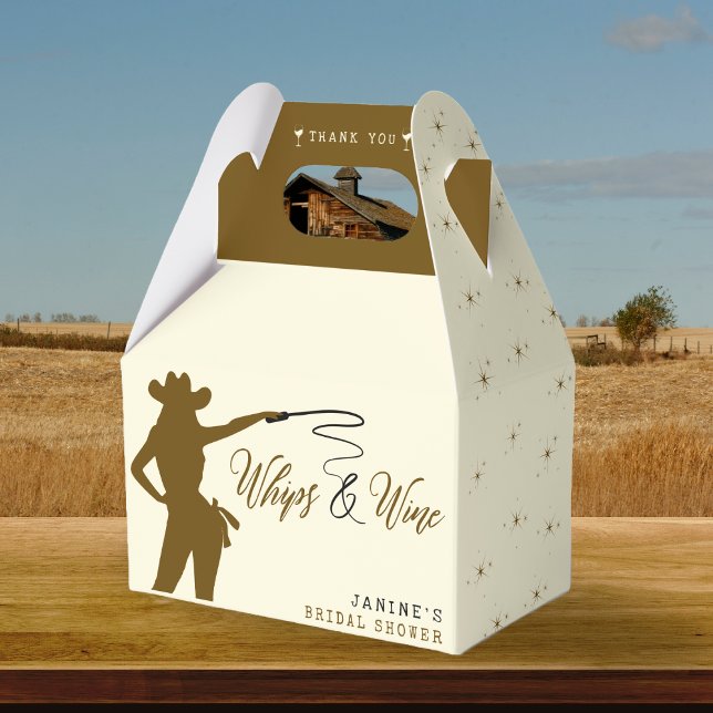Ballotins Whips & Wine Cowgirl Enterrement de jeune fille (Whips & Wine Cowgirl Bridal Shower Favor Boxes
)