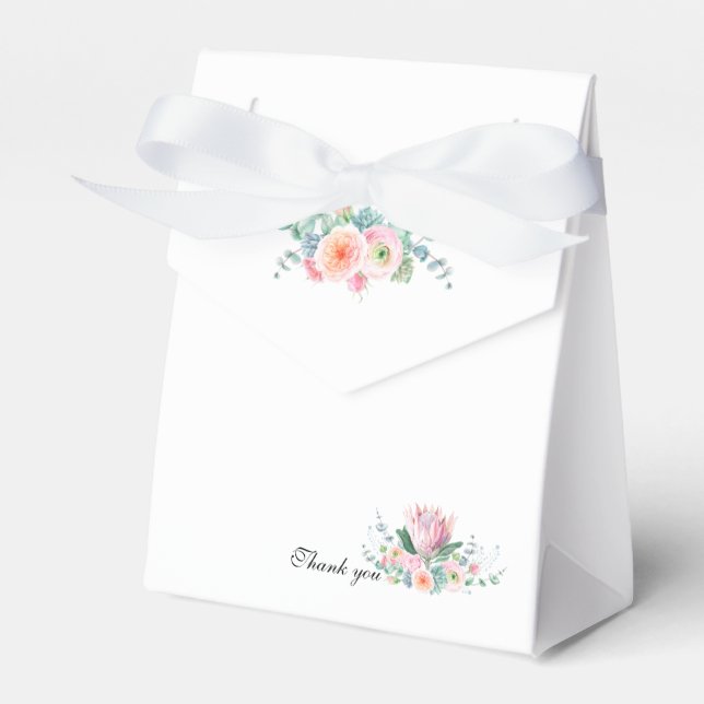 Ballotins White Floral Watercolor Wedding Favor Box (Verso)
