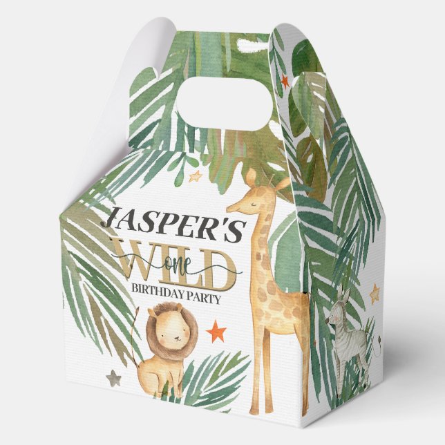 Ballotins 🎉🌿 Wild One Gold Green Birthday Favour Boxes (Recto)
