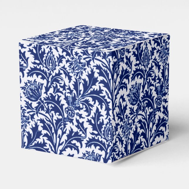 Ballotins William Morris Thistle Damask, Cobalt Bleu & Blanc (Verso)