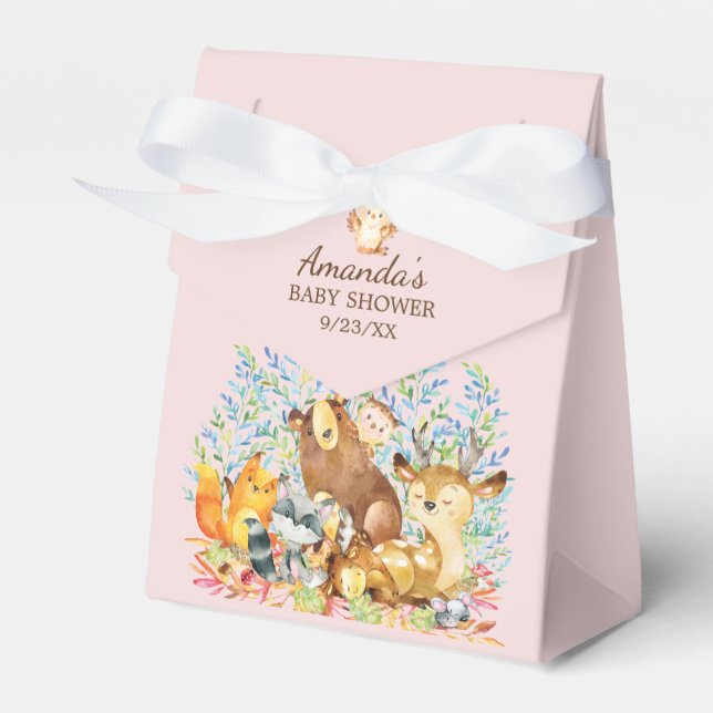 Ballotins Woodland Animaux Filles Baby shower Ballotin (Verso)