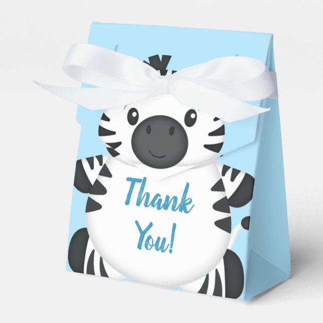 Ballotins Zebra Baby shower Safari Blue Boy (Verso)