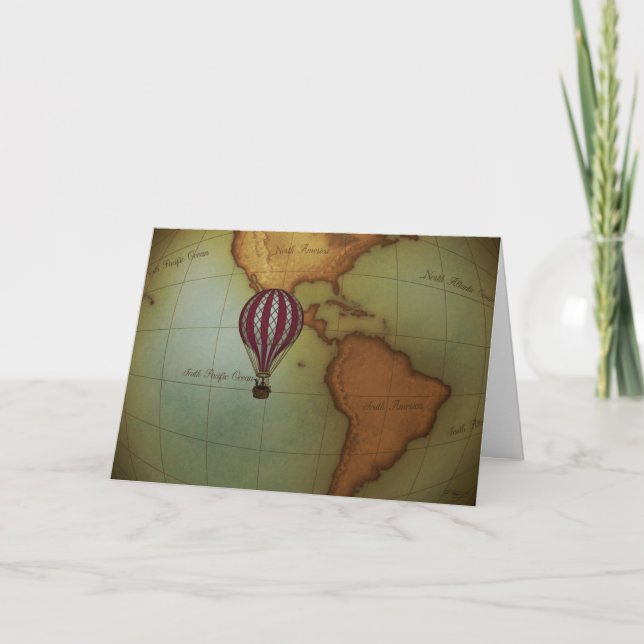 Ballotte à air chaud au-dessus de la carte de l'hé (Devant)